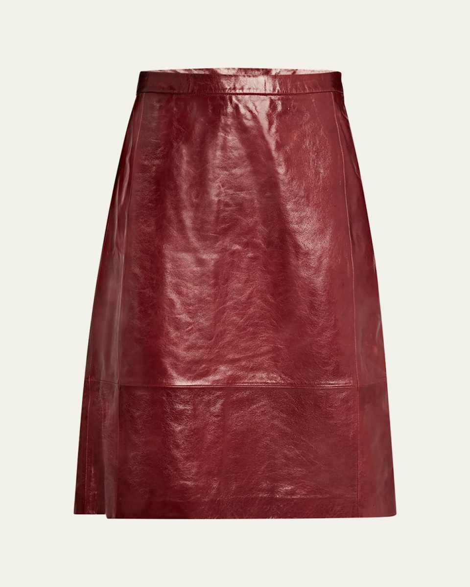 Hepburn A-Line Leather Midi Skirt